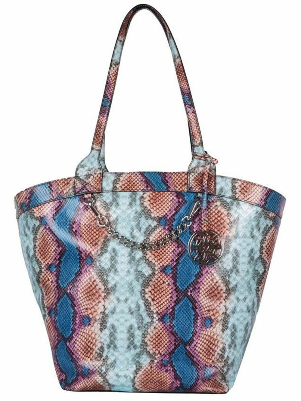 Sam Edelman Multicolor Snake-Print Tote in Blue and Pink